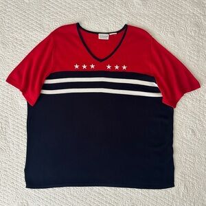 Vintage White Stag American Flag USA Sweater Tee Top Women’s Plus Size